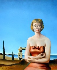 3. Title: Femme dans un paysage maritime
Format: Oil on canvas
Details: Signed bottom right 'Paris 1958, Capuletti'
Size: 21.5 x 18.2 inches

